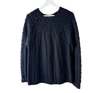 Polo Ralph Lauren Cable Knit Sweater Lambswool Alpaca Hand Knit M Black‎